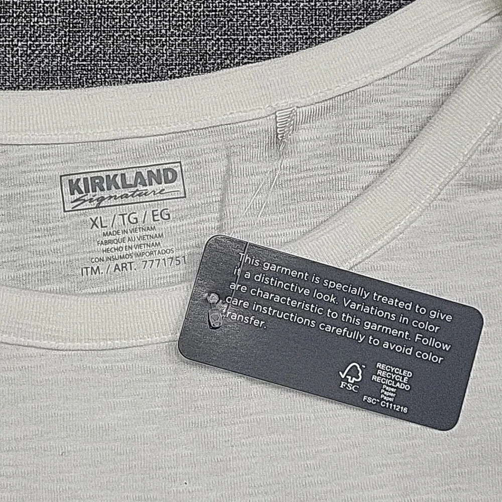 Kirkland Signature Womens Cotton Top X-Large Sz White 3/4 Sleeves Tee Shirt